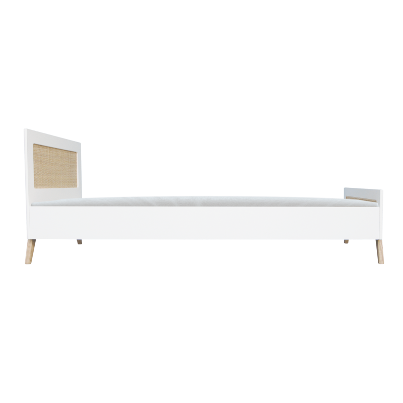 Lit enfant 90x200 cm en bois massif et rotin naturel Lit enfant 90x200 cm en bois massif et rotin naturel