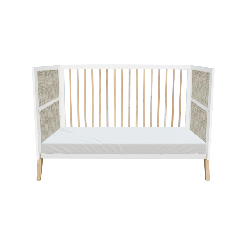 lit bébé évolutif 70x140 cm en bois massif et rotin naturel lit bébé évolutif 70x140 cm en bois massif et rotin naturel