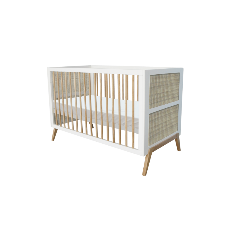 lit bébé évolutif 70x140 cm en bois massif et rotin naturel lit bébé évolutif 70x140 cm en bois massif et rotin naturel