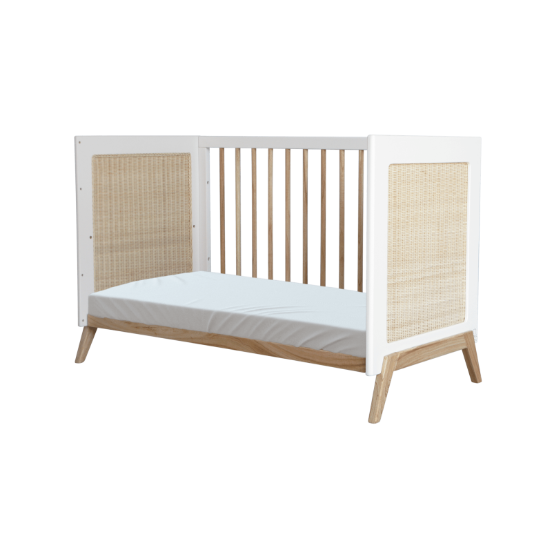 lit bébé 60x120 cm bois massif et rotin naturel lit bébé 60x120 cm bois massif et rotin naturel