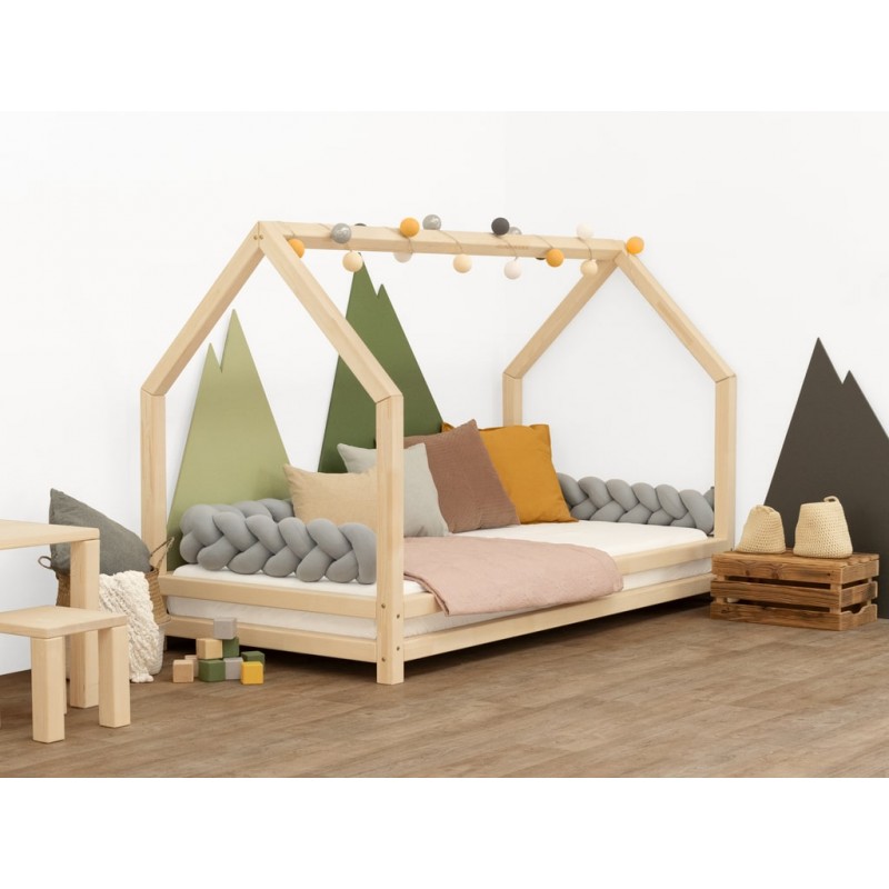 Letto montessoriano bambini a capanna, 90x200 in pino massello