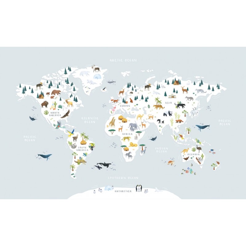papier peint panoramique carte du monde